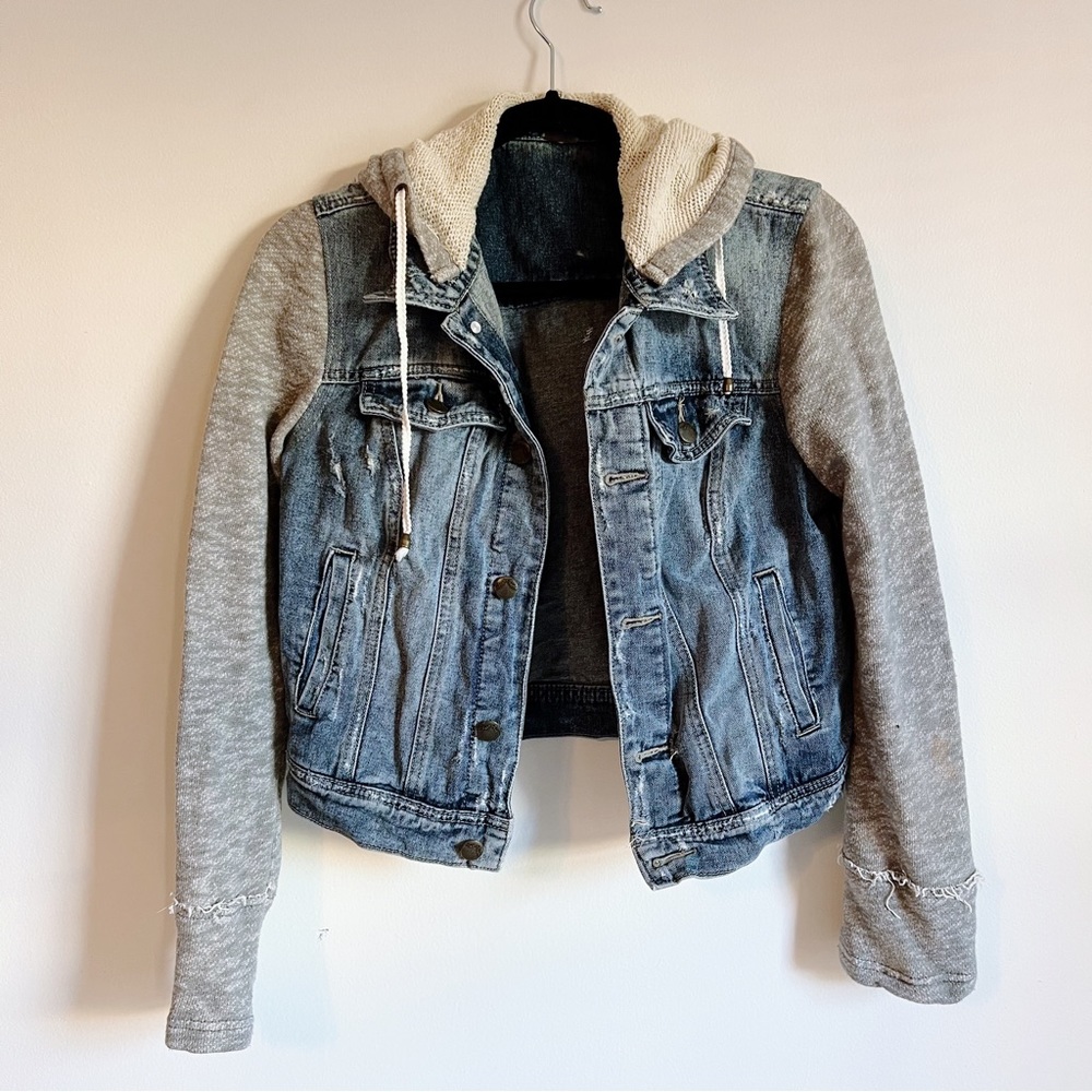 Free People Denim Jacket with Sweatshirt Hoodie